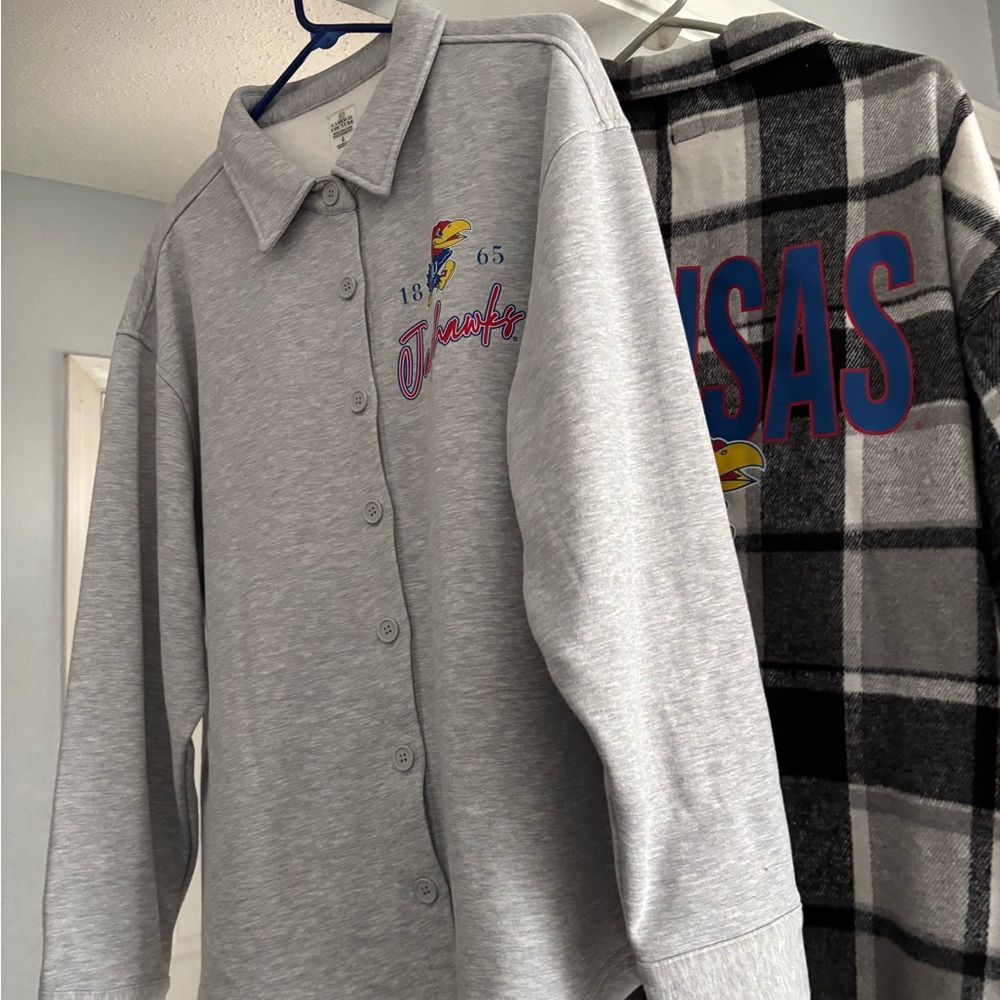 Kansas Jayhawks KU Women’s Shacket Gameday Couture size Large Lot 2